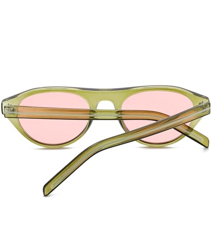 Image of EYLRIM Retro Oval Cat Eye Sunglasses for Women Men Trendy Flat Top Narrow Cateye Shades UV400 Protection