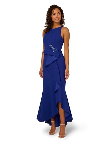 Image of Adrianna Papell Women's Beaded Crepe Halter Gown