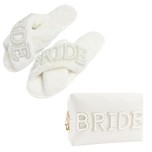 Bride to Be Makeup Bag and Fuzzy Slippers