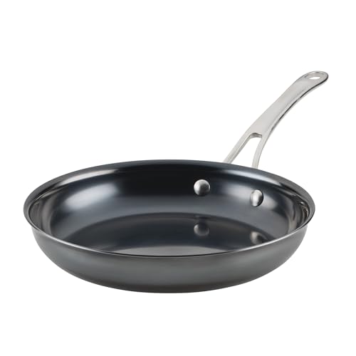 Anolon Everlast N2 Carbon Steel Frying Pan/Skillet with Helper Handle, Compatible with All Cooktops, Metal Utensil Safe, 10 Inch Open Fry Pan - Black by Anolon - Used condition - US$98.13