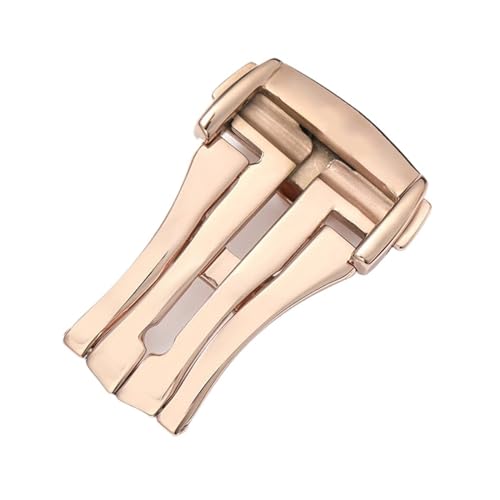 Bracelet de montre 18mm dore en acier avec boucle deployante - 5