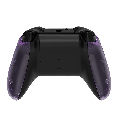 Image of eXtremeRate Transparent Clear Atomic Purple Faceplate Side Rails for Xbox One Wireless Controller Model 1708, Replacement Front Housing Shell Panels for Xbox One X & One S Controller