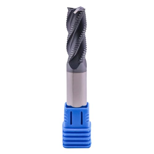 Image of 4 Flute Solid Carbide Roughing End Mill(1Pc, 1 /2 inch), ALCrSiN Nano Coated | 35 Helix, 1 /2 inch Cutting Dia, 1 /2 inch Shank Dia, 1-1 /4 inch LOC, 3 inch OAL, for Milling Alloy Steel, Carbon Steel, Cast Iron