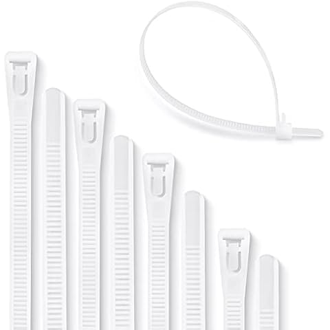 Meccion 100 Piece Releasable Cable Ties, Heavy Duty Reusable Tie Wraps, Strong Nylon Zip Ties (200mm x 4.8mm, White) Cover