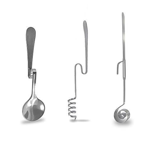 Dipper Honey Stick Set of 3 Stainless Steel Curved Honey Syrup SpoonCurved Honey Stirring StickHoney Stick Spoon Hang for Honey Pot Jar Containers