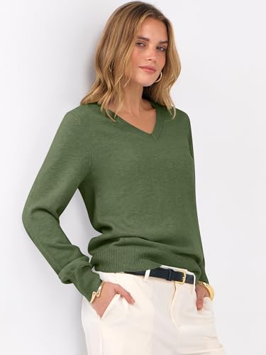 Image of ANRABESS Women's Long Sleeve V Neck Basic Sweaters | Classic Pullover Tops,Soft Loose,Business Casual Work,Travel Vacation,All Day Wear,Fall Spring Outfits,Winter Layer Clothing