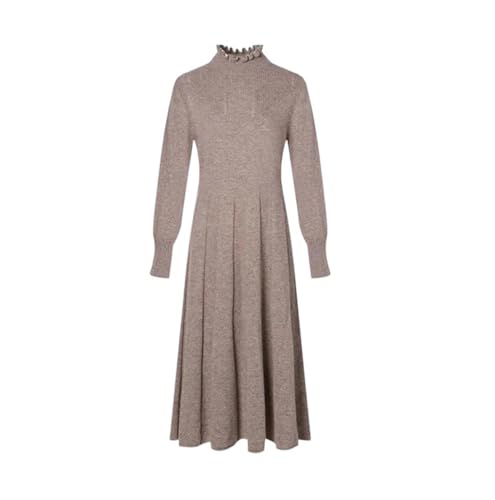 Women Wool O-Neck Knit Dress, Long Sleeve Winter Solid Loose