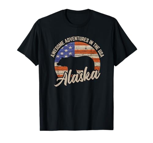Alaska USA Randonnée Camping Pêche Alaska Vacances en plein air T-Shirt