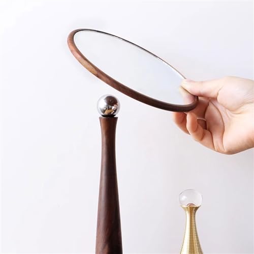 Espejo de pie para vestidor en madera de nogal con bandeja para cosméticos 4