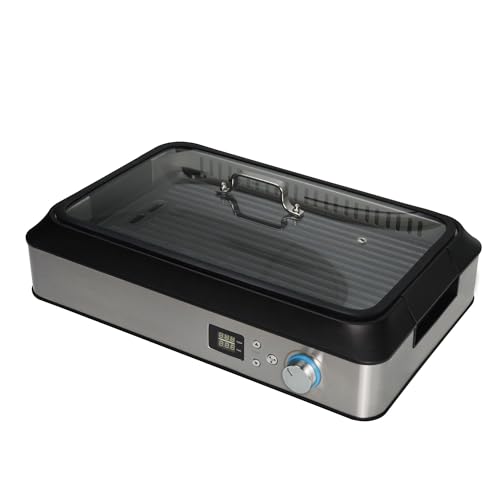 SMOKELESS GRILL - Premium Electric Indoor Grill BBQ - Digital Control, Non-Stick, Smokeless with Built in Extractor Fan, Easy to Clean 1500W SMOKELESS GRILL - Premium Electric Indoor Grill BBQ - Digital Control, Non-Stick, Smokeless with Built in Extractor Fan, Easy to Clean 1500W