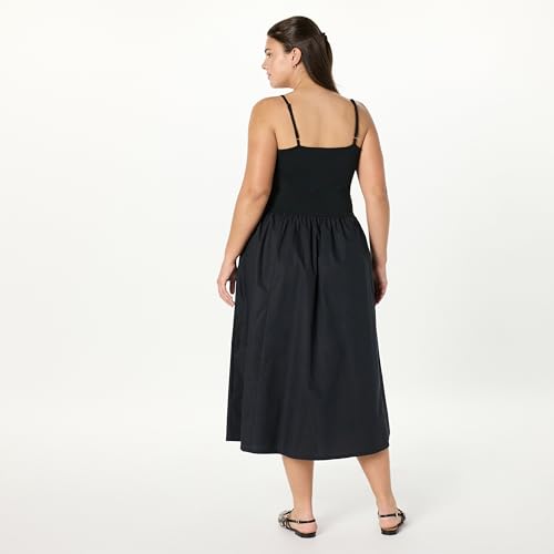 Image of The Drop Womens Robyn Mixed Media Spaghetti Strap Midi Dress