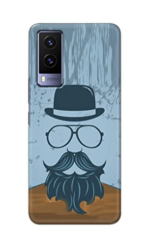 Image of PRINTFIDAA Mustache Beard and Hairstyle Hipster in Glasses Printed Designer Hard Case for Vivo V21e 5G Back Cover -(e) RPM1002