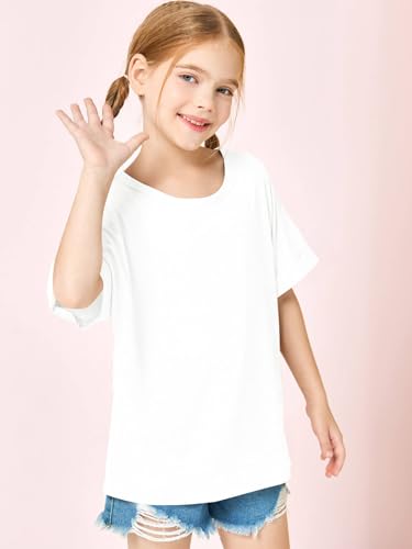 Haloumoning Girls Oversized T-Shirts Short Sleeve Crewneck Summer Casual Loose Tops Tees3