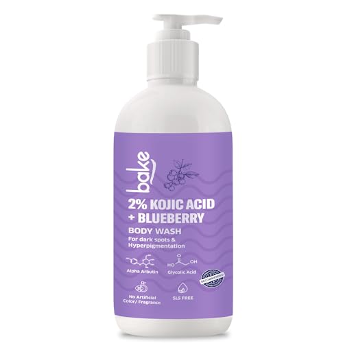 BAKE 2% Kojic Acid Body Wash with Glycolic Acid & Alpha Arbutin for Pigmentation & Tan Removal | For Dark Knees & Elbows | Dark Spots & Sun Damage | 250ml