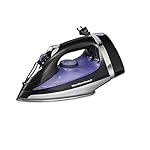 Hamilton Beach Steam Iron for Clothes & Garment Steamer with Smooth Press Stainless Steel Soleplate, 1200 Watts, 8’ Retractable Cord, Black (14214)