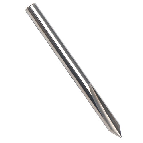 60 Degree V Bit, EnPoint Metal Engraving Bit Carbide Tough Tip Cone Shape CNC Engraving Bit with 2-Flute 1/8 In 3.175mm Shank 0.1mm Tip Marking Conical Carving Liner for Steel Aluminum Brass MDF Wood