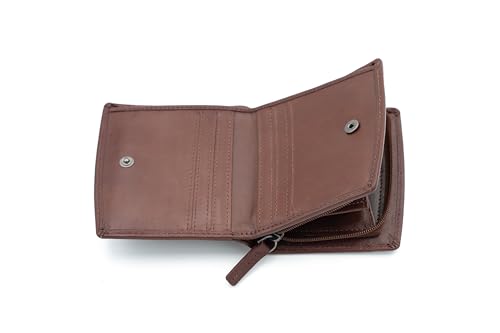 Briomhar Irish Leather Wallet for Women - Celtic Knot Design 4 Card Slots with Zipper Coin Purse - Brown4