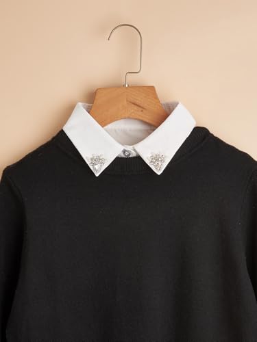 Handcrafted Faux Diamond and Pearl Fake Collar Shirts Versatile Dickey Collar Half Shirt Collar for Women4