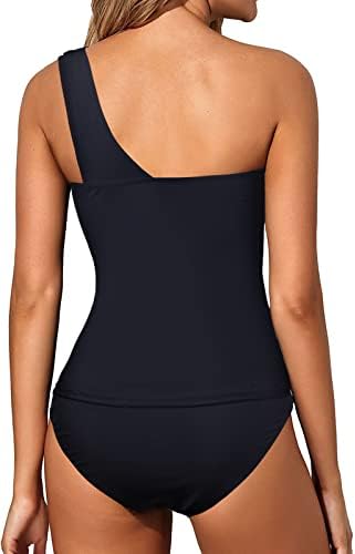 Wantonfy Damski dwuczęściowy strój kąpielowy, wysoki stan, tankini na jedno ramię, moda kąpielowa, moda kąpielowa