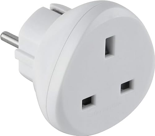 Electraline - Electraline 70058 Adaptateur de voyage UK vers France/Europe, blanc - -14%