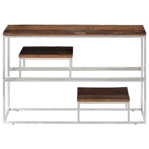 Mesa de pasillo estable en acero inoxidable y madera maciza 4