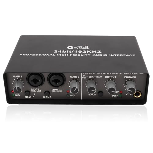 USB Audio Interface for Studio Recording, Support 24 BIT 192KHZ HD Sound Quality, Audio Interface USB2.0 Connection for the Guitarist, Vocalist, Podcaster or Producer