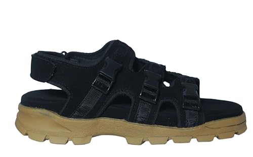 Image of Men's Suede Sports Sandals | Adjustable Strap Design | Lightweight Airmix Sole | Comfortable Sandals | Anti-Slip Casual Footwear | Black-8
