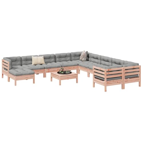 Gecheer Muebles de Jardin,Sofa Jardin Exterior,Muebles terraza y Jardin,Sofás Patio,Set de sofás jardín 12 pzas con Cojines Madera de Abeto Douglas