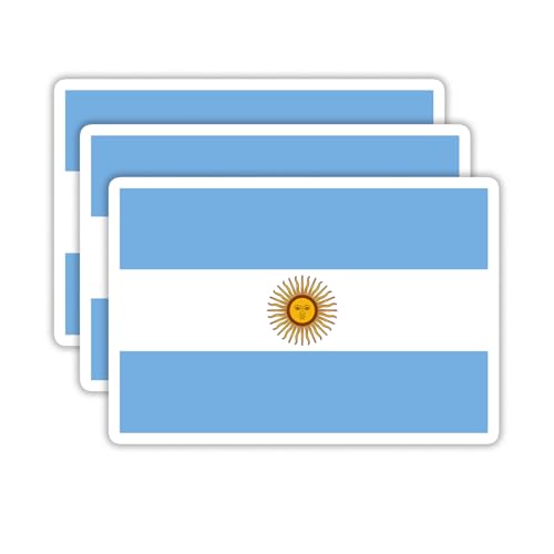 Image of (3PCS) Argentina Flag stickers, Countries Flag Stickers - Waterproof Vinyl Decals For Laptops, Tumblers, Water Bottles, Books, Scrapbooks, Size 3 x 2 Inch