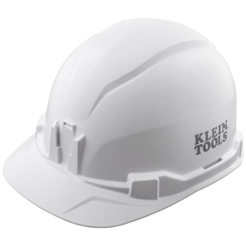 Klein Tools 60100 Hard Hat, Non-Vented Cap Style, Padded, Self-Wicking Odor-Resistant Sweatband, Tested up to 20kV, White