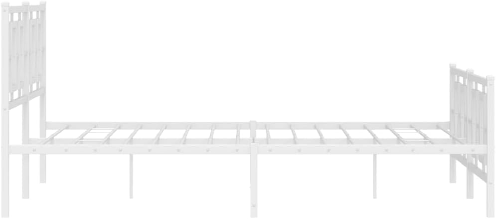 vidaXL Metal Bed Frame with Headboard and Footboard, Double Bed Furniture, Bed Base Platform for Bedroom, Modern Style, White 59.1" x78.7
