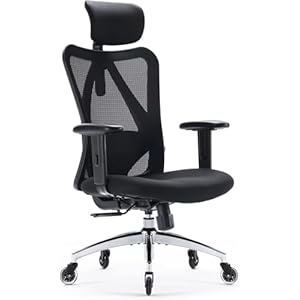 SIHOO Bürostuhl Ergonomischer [TESTSIEGER] Schreibtischstuhl, Drehstuhl hat Verstellbarer Lordosenstütze, Kopfstütze und Armlehne, Höhenverstellung und Wippfunktion, bis 150kg/330LB Belastba