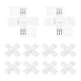 MECCANIXITY 10 Pcs X-Shaped 3 Pin 10mm LED Strip Lights Connectors Solderless Extendable Terminal Adapters for RGB LED Strip Lights DIY Lighting Projects