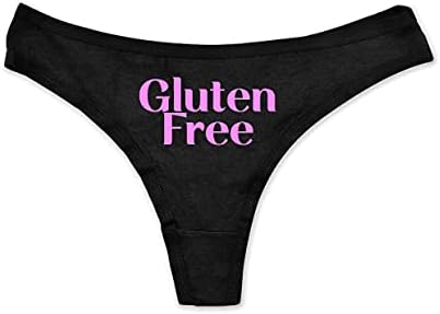 Gluten Free Funny Women Fetish Underwear Black High Rise Thong, Dirty Slut Undies (Medium, Pink)