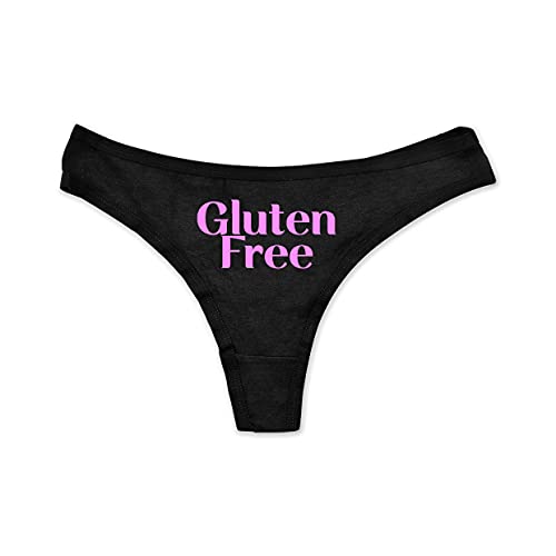 Gluten Free Funny Women Fetish Underwear Black High Rise Thong, Dirty Slut Undies (Medium, Pink) #TOP28