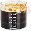 BCnmviku 75ml Espresso Measuring Cup,V-Shaped Pouring Spout Shot Glasses,Milk Jug with Handle for Barista,Coffee,Cappuccino,Latte,Liquid(1 Pack)