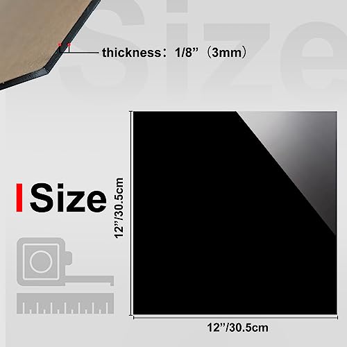 Image of KINLINK 12x12 Plexiglass Sheets 1 /8 inch Thick - 3mm Black Cast Acrylic Sheet, Plastic Board Polycarbonate Sheet for DIY Project, Craft, Table Top, Acrylic Sign and Wedding Invitation 2 Pack