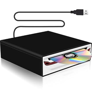 NHOPEEW Lettore CD/DVD USB esterno per auto, laptop e smart TV – Plug & Play USB 2.0, protezione antiurto, compatibile con tablet Android, include cavo USB e supporto