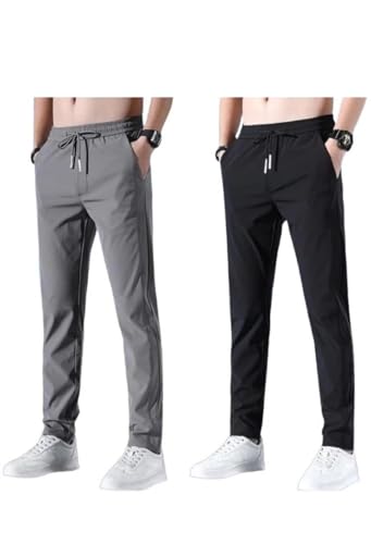 Image of Track Pants for Mens || Joggers for Mens || Men's Sports Regular Fit Polyester Track Pant with Two Side Zipper Pockets (4L20 Pack of 2)
