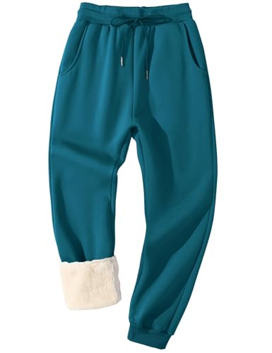 Flygo Men's Fleece Lined Sherpa Sweatpants Winter Warm Pants Jogger Lounge Athletic Pant with Pockets