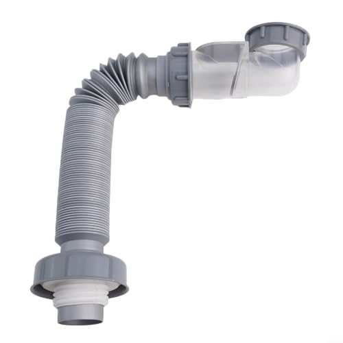 Kit de manguera de desagüe estándar con filtro antiolor para fregadero de cocina y baño, conector elástico de 28 a 90 cm, color gris
