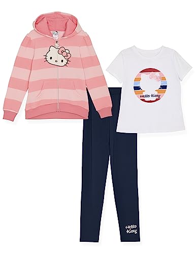 Hello Kitty Girls Hoodie and Legging Set 3 Piece Sets with Legging Tee and Hoodie for Kids