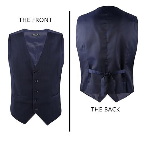 Image of Alizeal Mens Pinstripe Business Vest Formal Fit