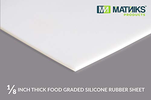 Matniks Food Grade Silicone Rubber Sheet 12X12-Inch By 1/8 White - Duro Shore A65 High Temperature Heavy Duty For Gaskets Diy Food Covers Lids Sealing Material Supports Microwave Oven Protection #TOP2