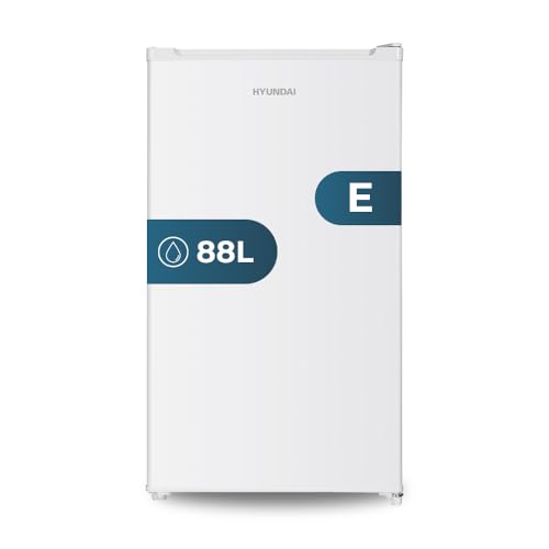 HYUNDAI Refrigerador Blanco, 1 Puerta. HR84500E, Capacidad 88 Litros, Cíclica, Bajo Nivel Sonoro, Puerta Reversible, Apertura Tipo Uñero, Clasificación Energética E