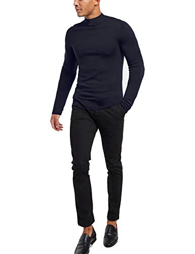KINGBEGA Men Regular Fit Basic Lightweight Long Sleeve Pullover Top Mock Turtleneck T-Shirt3