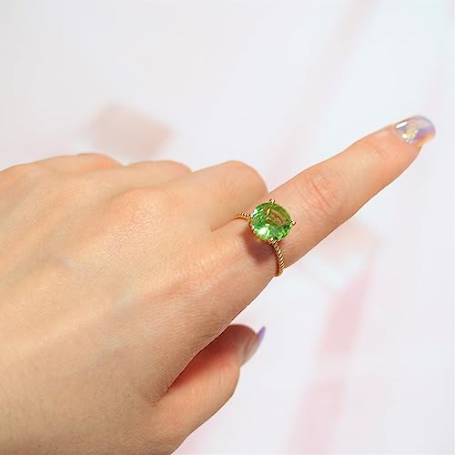 18K Gold Plated Sterling Silver Colored AAAAA Zirconia Stones Propose Engagement Ring, Simulated Green Peridot/Purple Amethyst/Pink Tourmaline/Blue Topaz Wedding Bands for Women 6