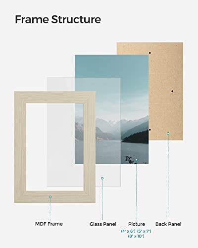 Songmics Picture Frames, 10 Pack Collage Picture Frames With Two 8X10, Four 5X7, Four 4X6, Photo Frame Set For Wall Gallery Decor, Hanging Or Tabletop Display, Clear Glass Front, Natural #TOP7