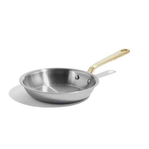 Image of Made In Cookware - 8-Inch Stainless Steel Frying Pan with Antique Brass Handle - 5 Ply Stainless Clad - Professional Cookware - Crafted in Italy - Induction Compatible