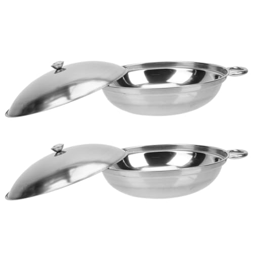 Uonlytech Ollas de Cocina de Acero Inoxidable 2piezas Doble Asa, Gruesas y Fáciles de Limpiar para Hot Pot y Dry Pot, Ahorro de Energía y Durabilidad